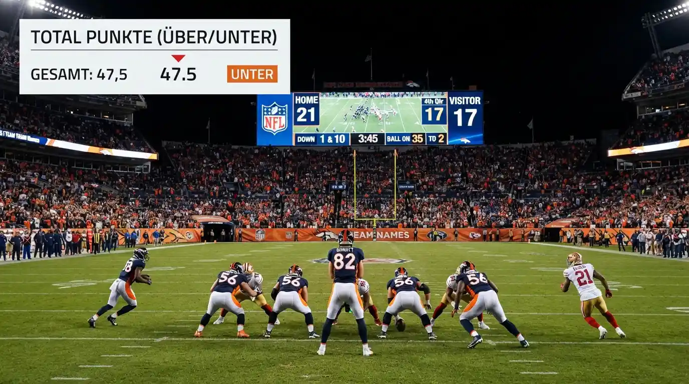 Over/Under-Wette auf die Gesamtpunkte beider Teams in einem NFL-Spiel