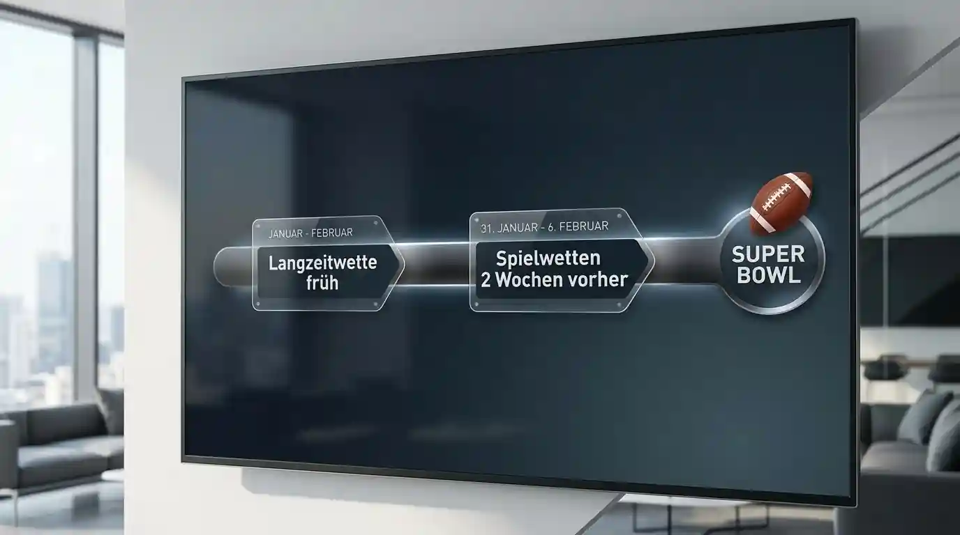 Timing von Super-Bowl-Wetten mit frühen Langzeitwetten und späteren Spielwetten